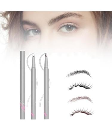 Double Tip Lower Eyelash Pencil - 2024 New 3D Waterproof 2 Tip Eyelash Pen Eye Liner Liquid Eyeliner - Dual Pronged Bottom Eyelashes Pen Waterproof Liquid Eyeliner for Natural Eye Makeup (Black+Brown)