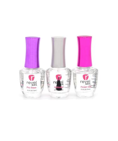 Revel Nail EZ Care Dip Powder Liquid Set - Dip Powder Liquids with Pro Base  Activator & Finish Gel Chip Resistant Nail Dip Powder Starter Set  Dip Powder Nail Kit for Beginners w/Quick Dry Activator