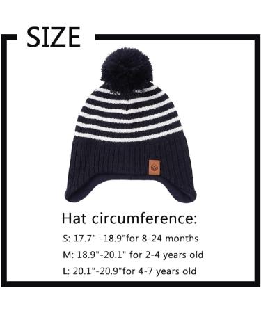 XIAOHAWANG Striped Winter Baby Beanie Hat for Boys & Girls | Toddler Kids Warm Knitted Classic Beanie 2-4 Years Navy - Buy Online on GoSupps.com