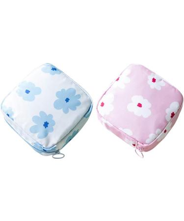 Fiyson 2 Periods Bag - Women's Sanitary Napkin & Tampon Storage Bag with Zipper - 12.5cm x 12cm x 4.5cm - Blue Women's Organizer - Buy Online on GoSupps.com