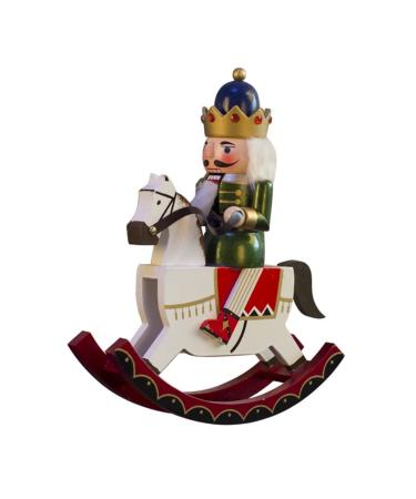 Wooden Rocking Horse Christmas Nutcracker Decorations 12 Inch Nutcracker Soldier Figurine Ride Rocker Horse Toy Xmas Gift Collectible Holiday Decor Home Ornaments Christmas Decoration(A)