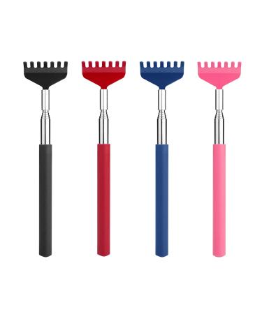 Marvolia 4 Pack Back Scratchers Telescoping Metal Back Scratcher for Adults with Odorless TPR Rubber Grip - Multi-Colored
