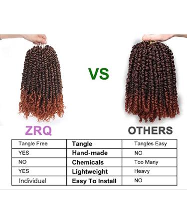 ZRQ Short 8 Packs Pre-twisted Bob Passion Twist Crochet Hair 12 Ombre Copper Red T350# - 12 Roots/Pack Synthetic Braids - Buy Online on GoSupps.com