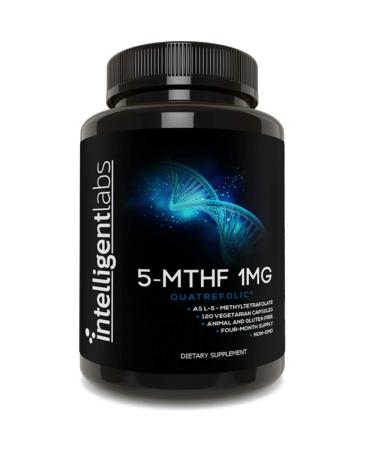 Intelligent Labs 1MG 5-MTHF Methylfolate 120 Capsules 4 Months Supply Best Value Folic Acid Supplement as Quatrefolic Acid Activated Folate 1MG  1000mcg 5 methyltetrahydrofolate