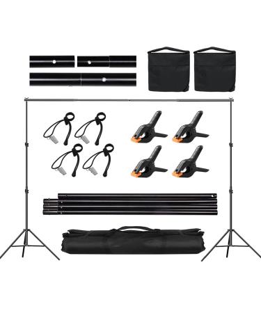 Backdrop Stand for Parties, CPLIRIS 6.5x10ft Adjustable Photo Backdrop Stand Background Support with 4 Spring Clips, 2 Sandbag, 4 Backdrop Holder Clip for Parties, Baby Shower, Birthday