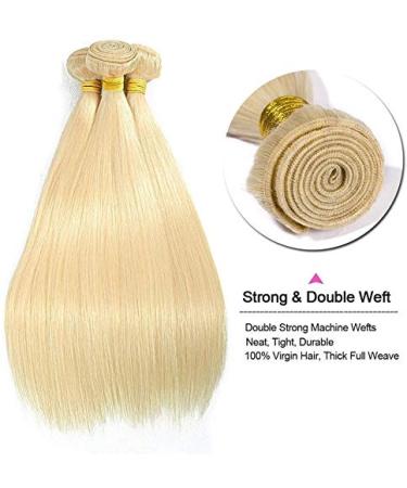 Elailite Virgin Remy Hair Extensions - Brazilian Straight Hair 10-24 #613 Bleached Blonde - 100g Bundle - Buy Online on GoSupps.com