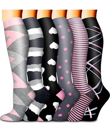 COOLOVER Copper Compression Socks - Compression Socks Women and Men - Best for Circulation, Medical, Running, Athletic, Nurse, Travel 03 Black/Red/Black/Gray/Red/Black Large-X-Large