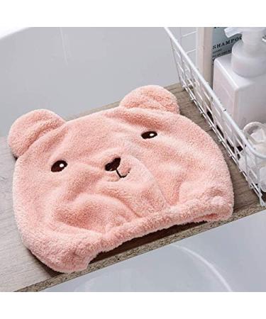 Soft Absorbent Dry Hair Cap | Cute Cartoon Bear Microfiber Towel for Kids & Adults | Quick Drying Pink Head Wrap - Buy Online on GoSupps.com