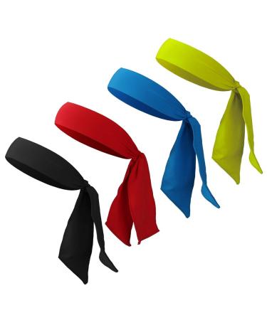 4 pieces of sports headband for women and men bandana cap sport headgear adjustable welding tape headband for running training tennis karate athletics - Buy Online on GoSupps.com