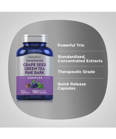 Piping Rock Grape Seed Green Tea & Pine Bark Complex | 180 Capsules | Standardized Extract | Non GMO Gluten Free Supplement - Buy Online on GoSupps.com
