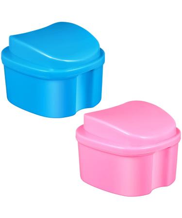 Coheali plastic container Storage container for soaking 2 pieces of portable retainer case with a basket network container keeper traveler.