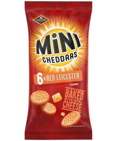 Jacob's Mini Cheddars Red Leicester 6X23g | Baked with Real Cheese | No artificial colours or flavours | Premium product