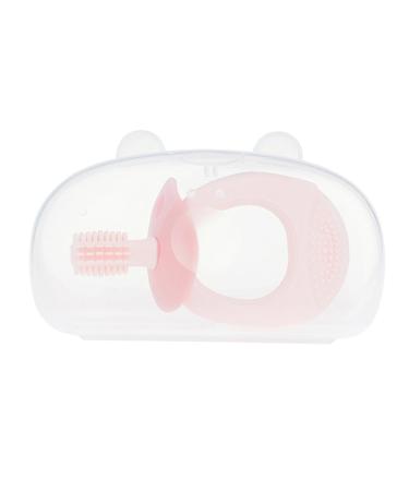 Baby Training Toothbrush Teether Silicone 360 Clean Mouthguard Baby Massage Toothbrush Baby Tongue Cleaner (Pink)