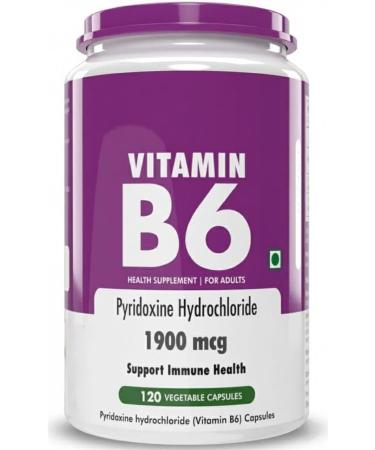 Vitamin B6 Pyridoxine -120 Veg. Capsules.