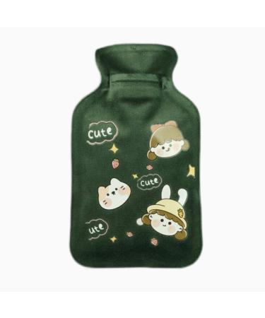 Heat bottle with cover cartoon hot water bottle mini portable plush washing water injection safety explosion-protected warm handbag handw lmer S-pattern 9 (18*11.5cm / 7.08*4.53in)