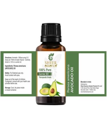 Buy 100% Pure Avocado Carrier Oil 5 ML to 1000 ML | Natural Therapeutic Grade Persea Americana Oil - Worldwide Shipping - Buy Online on GoSupps.com