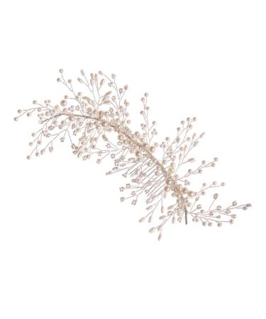 Didiseaon Braided Pearl Hair Comb Wedding Hair Clips Rhinestone Hair Clip Hair Clip for Wedding Bridal Headpiece Crystal Hair Accessories Headwear Abs White Dress Bride Hair up