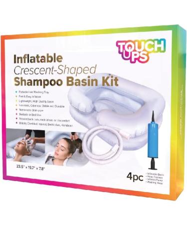 Inflatable Crescent-Shaped Shampoo Basin Kit for Elderly & Disabled - With Inflation Pump, Pillow & Washing Hose - Buy Online on GoSupps.com