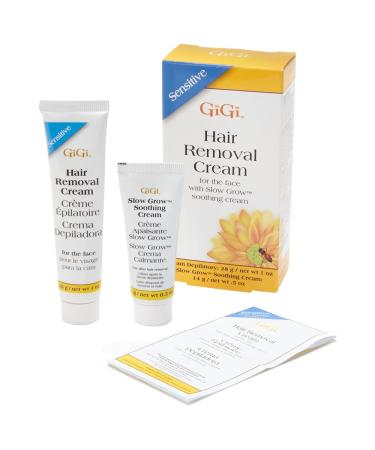 GiGi Hair Removal Cream for Face with Slow Grow Soothing Cream, 2-step Hair Removal System for Sensitive skin