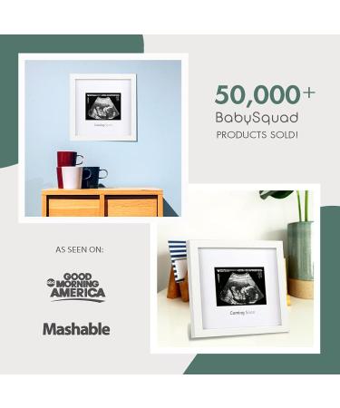 BabySquad Coming Soon Photo Frame 7x7 | Baby Shower & Sonogram Gift | Handcrafted White Wooden Frame - Buy Online on GoSupps.com