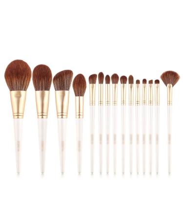 MADALIAN 15 White Makeup Brushes Synthetic Fiber Eye Shadow Powder Set Mixed Eyelashes Eyebrows 1 D