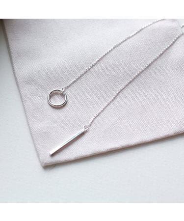 Boho Circle Bar Lariat Necklace - Silver Drop Bar Y Necklace & Open Circle Jewelry for Women & Girls Gifts - Buy Online on GoSupps.com