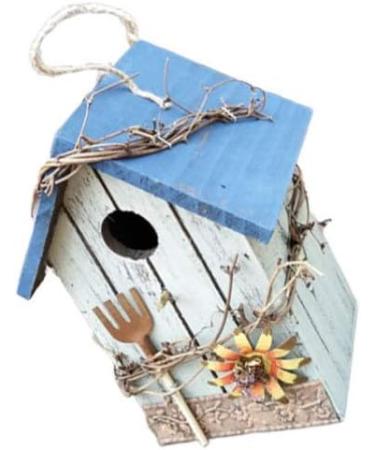 SUPVOX Wooden Birdhouse Hanging Bird Nest Garden Bird House for Hanging Outdoors Blue Size L - Buy Online on GoSupps.com