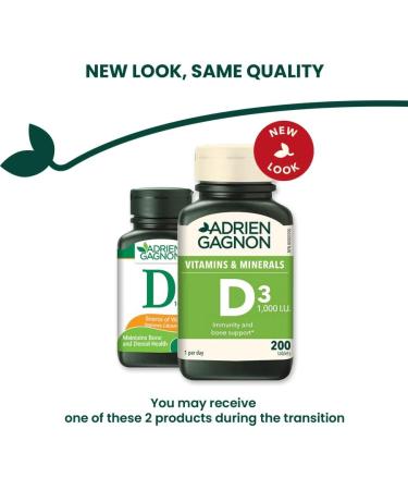 Adrien Gagnon - Vitamin D for Bones and Teeth Support 1000 I.U 240 (200+40 Bonus) Tablets - Buy Online on GoSupps.com