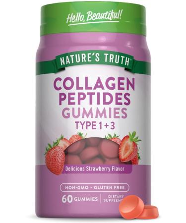 Nature's Truth Collagen Peptide Gummies for Women | 60 Count Type 1 and 3 | Strawberry Flavor | Non-GMO & Gluten Free Supplement