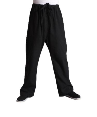ZooBoo Men's Martial Arts Pants - Chinese Kung Fu Harem Trousers - Cotton X-Large Black
