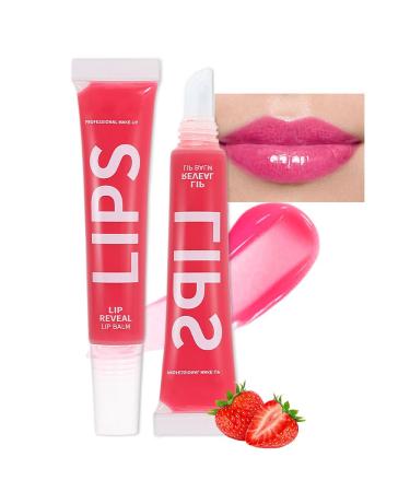 Moisturizing Mirror Fruit Lip Oil No-Sticky Gloss Lip Balm Lip Care Fruit Flavoured Lip Oil For Dry Lip's Moisturizing Hydrating And Nourishing Moisturizing Lip gloss (04#Strawberry)