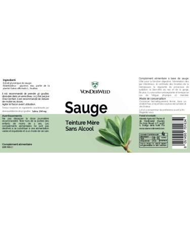 Vonderweid - Alcohol-free Mother Sage Tincture | Glycerin Extract | Sage Drops | Ultrasonic Extraction | Salvia Officinalis Food Supplement | Vegan Alcohol-free | 100ml - Buy Online on GoSupps.com