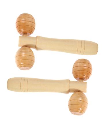 GLEAVI Hand Tool 2 Pieces Roller Roll Massage Hammer Wooden Scroll Wheel Portable Roller As Shown 11X3.8CM