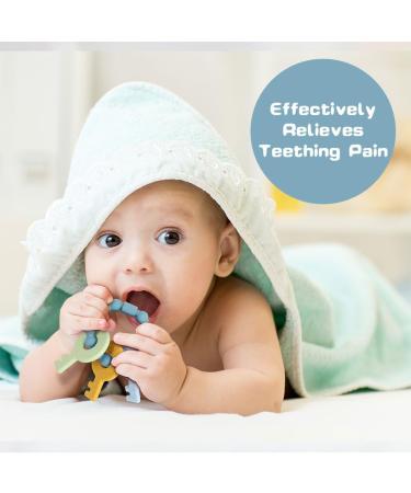 Vicloon Baby Teething Toy - BPA-Free Silicone Teether for Boys and Girls | Chew Soothing Infant Teething Ring - Shower Gift (Blue) - Buy Online on GoSupps.com