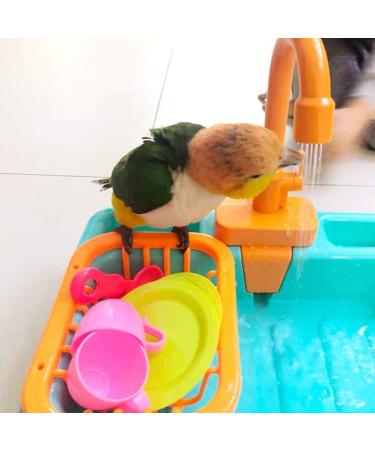Yoruii Parrot Bath Tub with Faucet | Bird Shower Bath Feeder in Blue | Multifunctional Bird Supplies - Buy Online on GoSupps.com