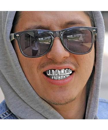 Shop-Story Hip Hop Grillz Tooth Set - Top & Bottom Universal Size - Easy Attach Silver Plastic - International Shipping Available - Buy Online on GoSupps.com