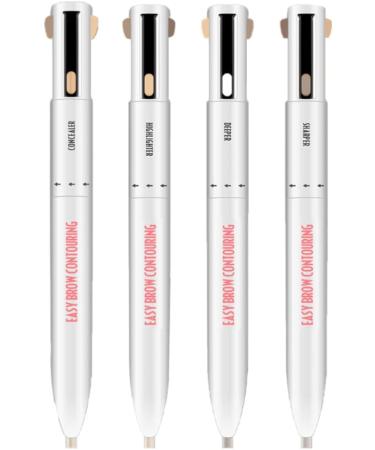 Eyebrow Contour Pen 4 in 1 Makeup Pen Multifunctional Long Lasting Rotate Defining Highlighting Eye Brow Pencil Black Brown 3# Black Brown - Buy Online on GoSupps.com