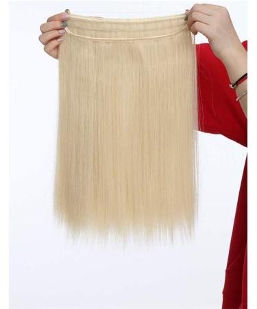 16 Inch Invisible Wire In Hair Extensions Synthetic Straight One Piece Secret Wire String Hairpiece - Bleach Blonde(Weight:90g) - Buy Online on GoSupps.com