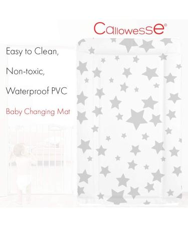 Callowesse Baby Changing Mat 79x47cm. Waterproof Wipe Clean Raised Edges Portable and Foldable Grey Stars Design - Buy Online on GoSupps.com