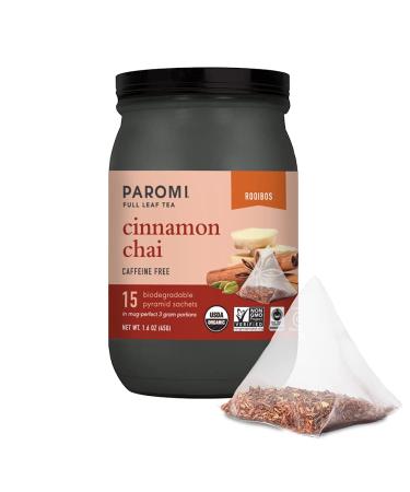 Paromi Cinnamon Chai Rooibos Organic Tea, Signature Jar, 15 Count (Pack of 3) Cinnamon Chai 15 Count (Pack of 3)