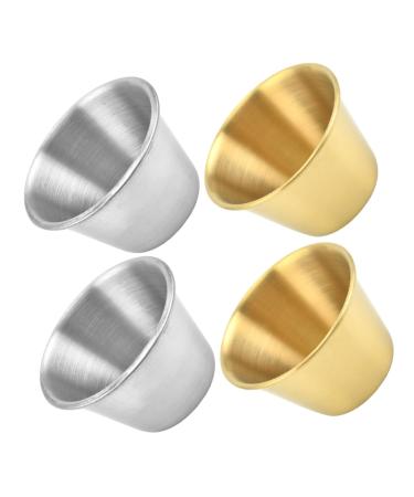 Zerodeko 4pcs Stainless Steel Dipping Sauce Cup Soup Sushi Dipping Bowls Sauce Seasoning Plate Stainless Steel Sauce Dish Gravy Bowl Stainless Steel Portion Cup Desert Round Soy Sauce Bowl