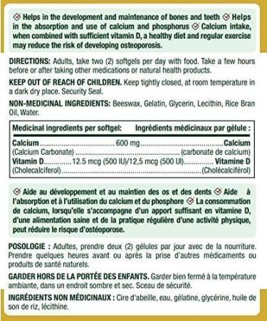 Nature's Bounty Calcium Pills plus Vitamin D3 1200mg Supplement & Vitamin D3 Pills and Supplement Helps Support Immune Function 1000iu 500 Softgels Supplement + Vitamin D3 - Buy Online on GoSupps.com