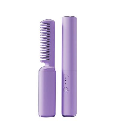 1/3 Hair Straightener - Hair Brush Flat Iron Electric Hair Smoothing Brush | Portable Hair Straightening Comb Fast Heating Lightweight Heated Hair Brush Straightener 18.5 .2cm Purple