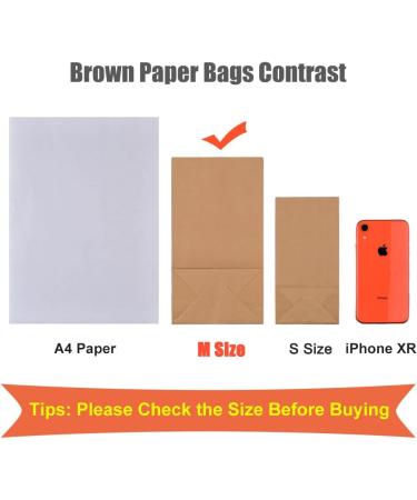 100pcs Brown Paper Bags Kraft Paper Bags 5''L x 3''W x 9.3''H For Gift Bag Lunch Bags Wedding Party Favor Bags Grocery Bags Snack Bags Treat Bags - Buy Online on GoSupps.com