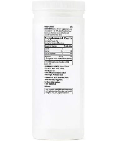 GNC Lemon Magnesium Powder - 11.85 oz | Essential Mineral Supplement - Buy Online on GoSupps.com