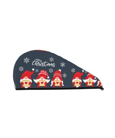 Three Cute Christmas Gnomes Microfiber Hair Towel Soft Super Absorbent Hair Towel Wrap for Women Coral Velvet Quick Dry Hair Cap for Long Curly and Thick Hair