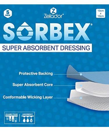 Sorbex Super Absorbent Dressing Pad for Moderate to Heavy Exuding Wounds (10x10cm)