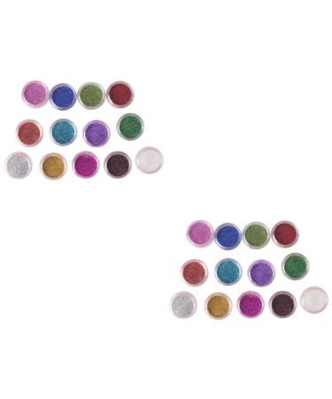 FOMIYES 24 Boxes Eye Shadow Powder Glitter Eyeshadow Pigments Pearlescent Eyeshadow Palette mediumx2pcs Assorted Colorx2pcs