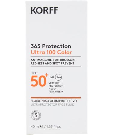  Korff Korff 365 Protection - Ultra 100 Color Fluid Face SPF50+ Very High Sun Protection for Sensitive Skin 40 ml - Buy Online on GoSupps.com