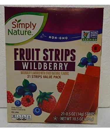 Simply Nature NON-GMO Fruit Strips Raspberry 21 Strips Value Pack